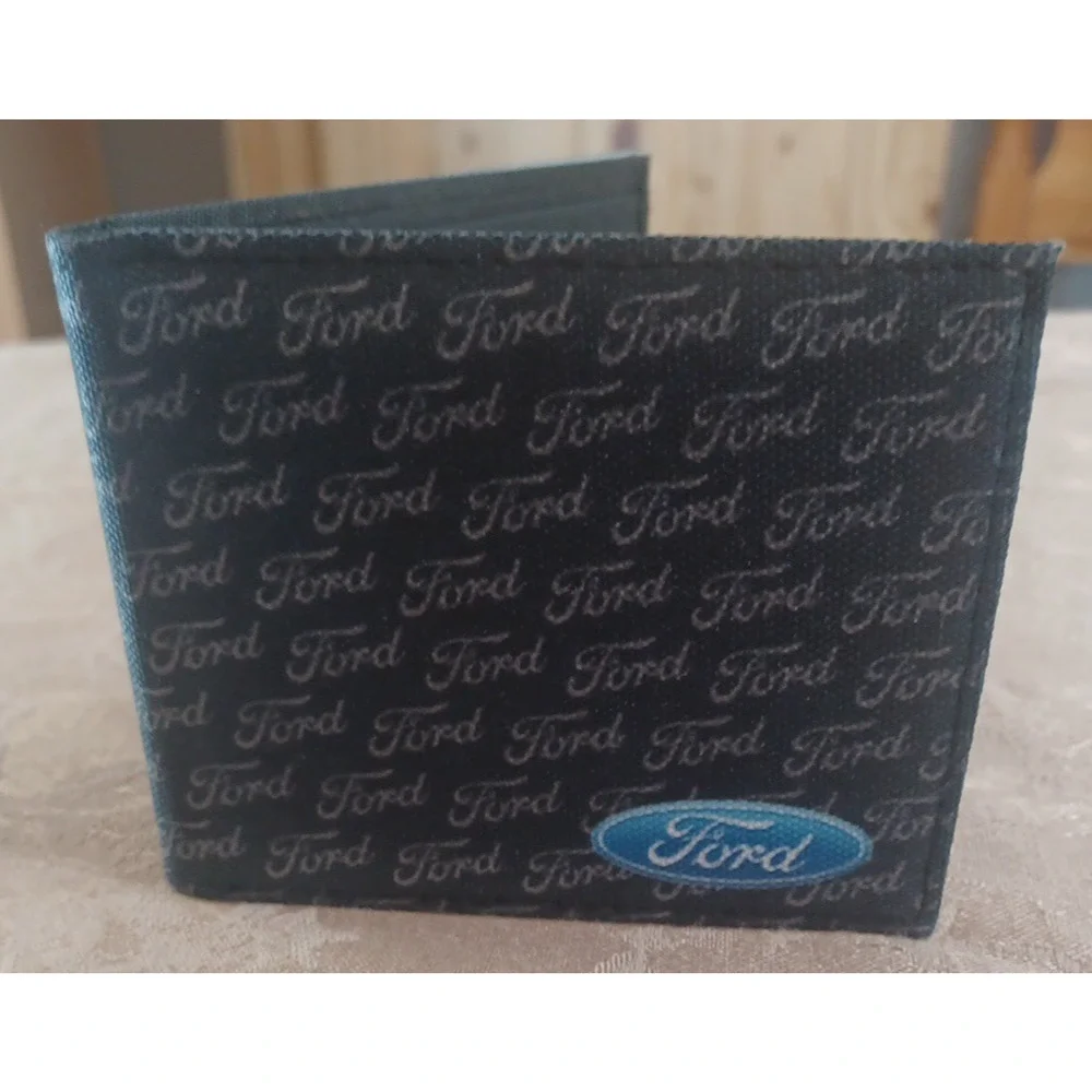 Buckle Down Ford Emblem Logo Bifold Canvas Slim Wallet 4 x 3 1/2
